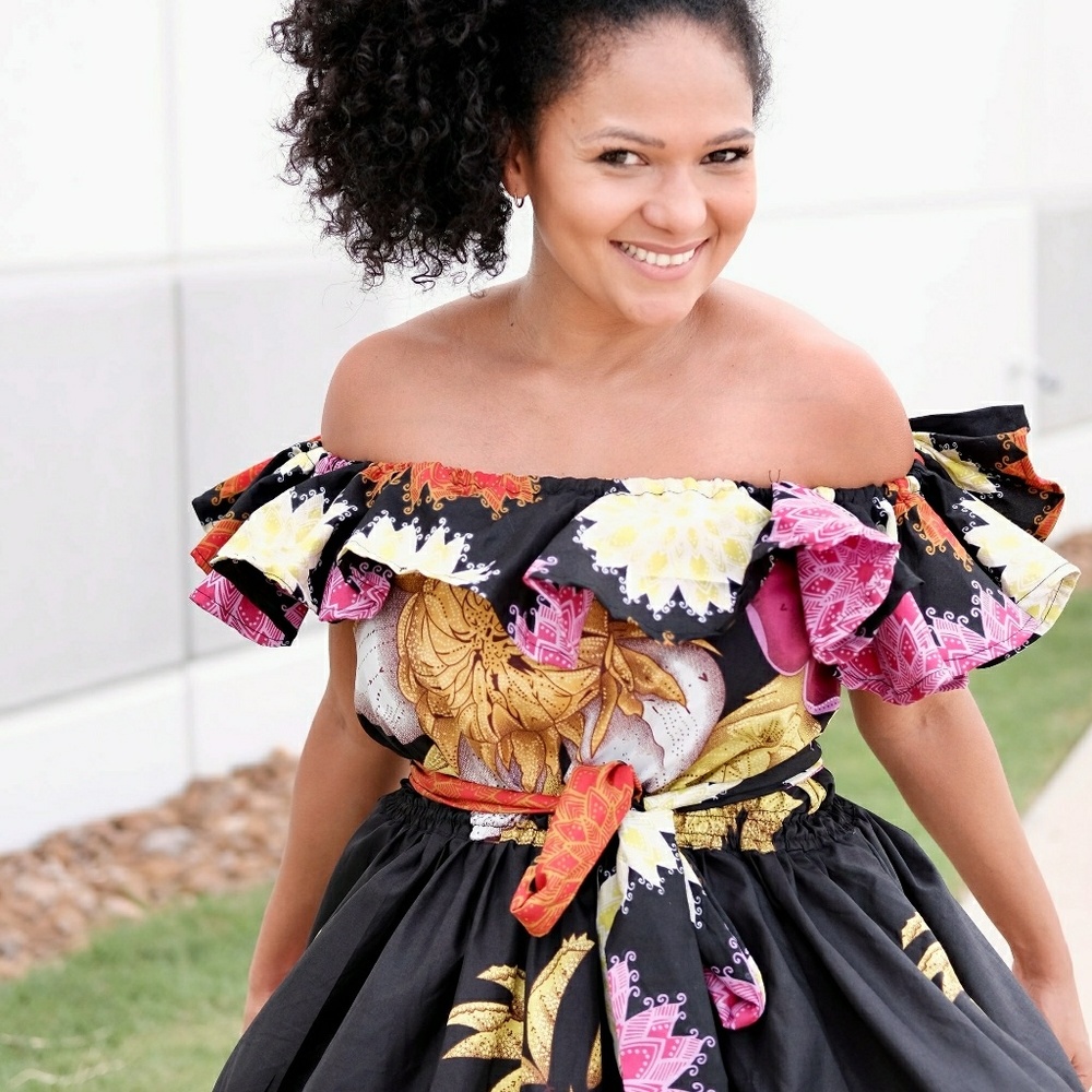 Women African print fill length maxi dress - Picture 4 of 5